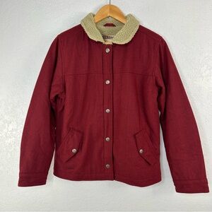 Sorel Red Wool Blend Sherpa Lined Collared Snap Front Pockets Jacket Size Medium